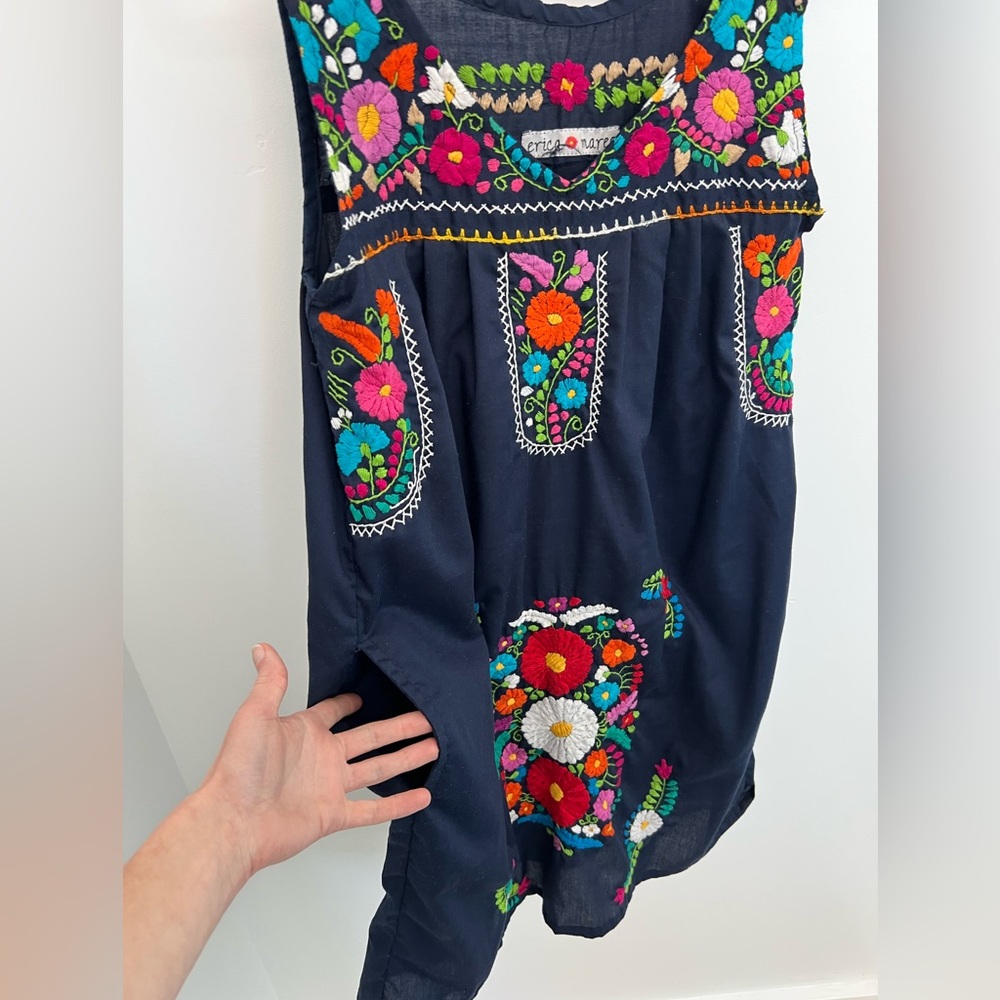Navy Embroidered Floral Dress Erica Maree Size S